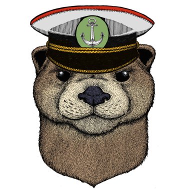 Su samuru portresi. Sevimli hayvan kafası..