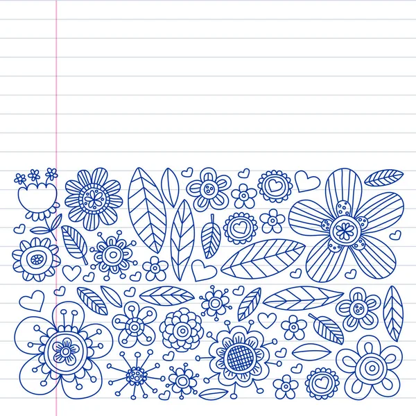 Doodle flores patrón vectorial para colorear libro y páginas — Archivo Imágenes Vectoriales