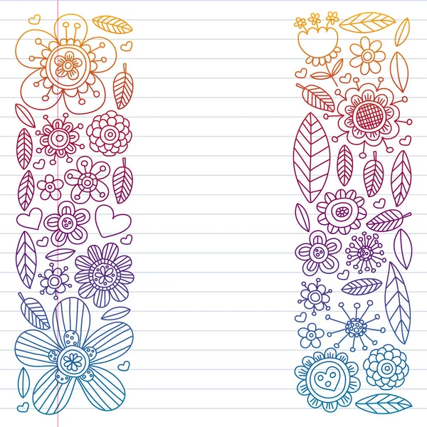 Padrão de vetor de flores Doodle para colorir livro e páginas —  Vetores de Stock