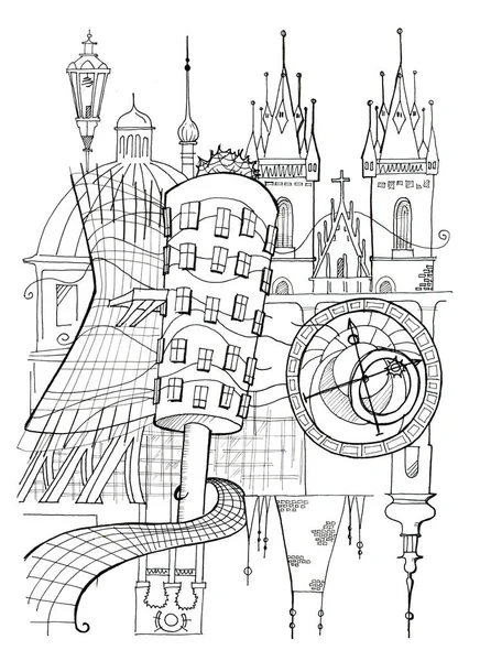 Abstrakcja ilustracja Praga — Zdjęcie stockowe