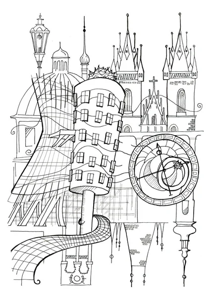 Prague Illustration Abstract — Stock Photo, Image