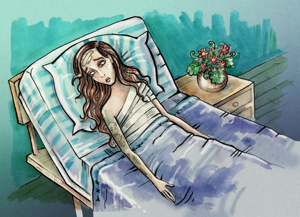 Hospital bed illustration — Stock Photo, Image