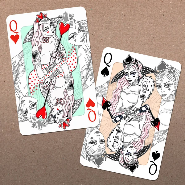 Queen of Hearts and Queen of Spades — Stock Photo, Image