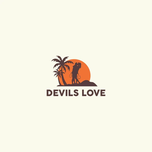 Modello di design del logo Devil in love — Vettoriale Stock