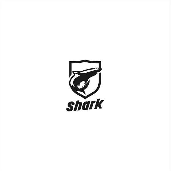 Simple Emblem Shark Logo Design Template — Stock Vector