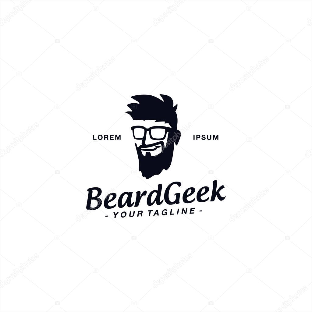 Black and White geek logo template