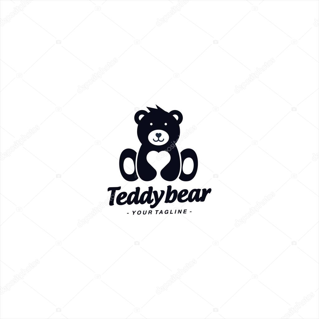 Black and White teddy bear logo template