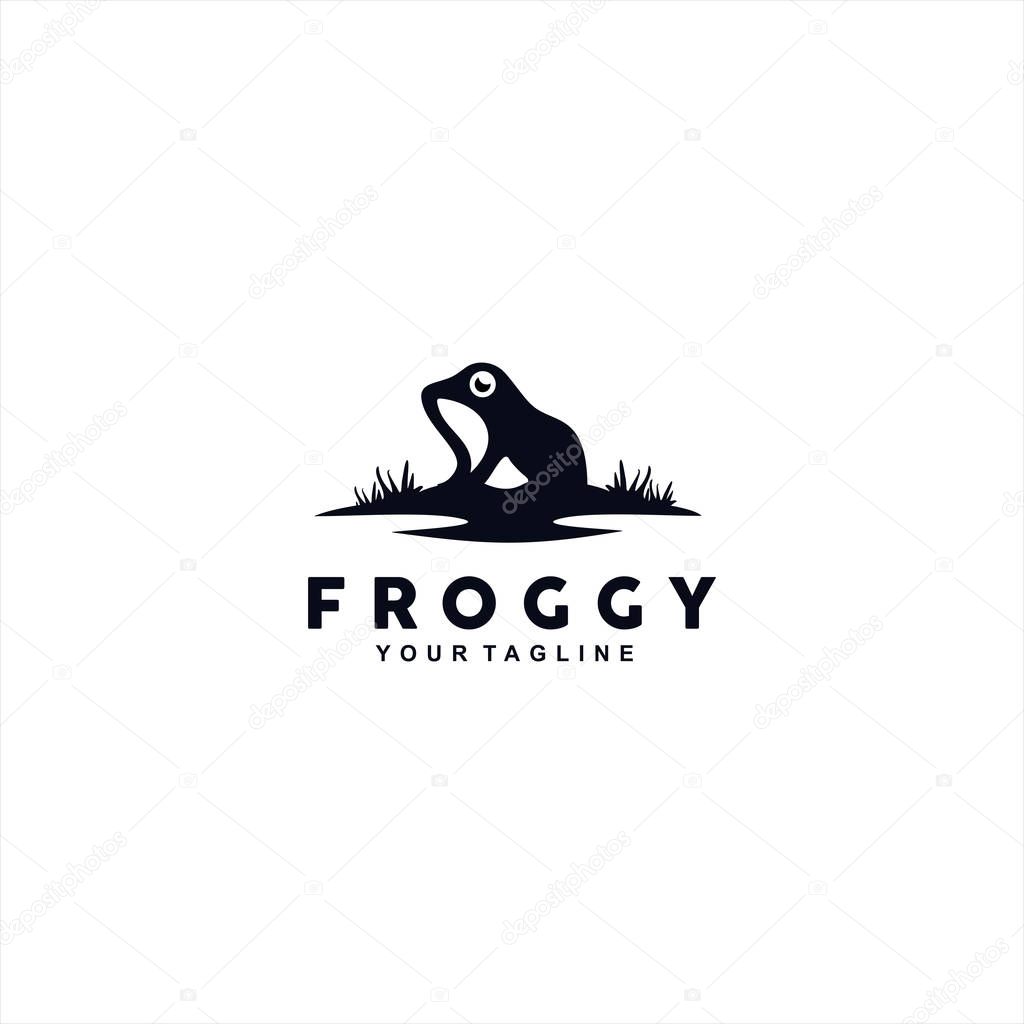 Black and white logo for frog