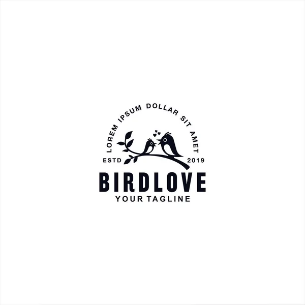 Fågel i kärlek logotyp design mall — Stock vektor