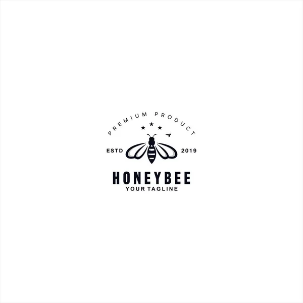 Concepto de plantilla de diseño de logotipo de Honey Bee — Vector de stock