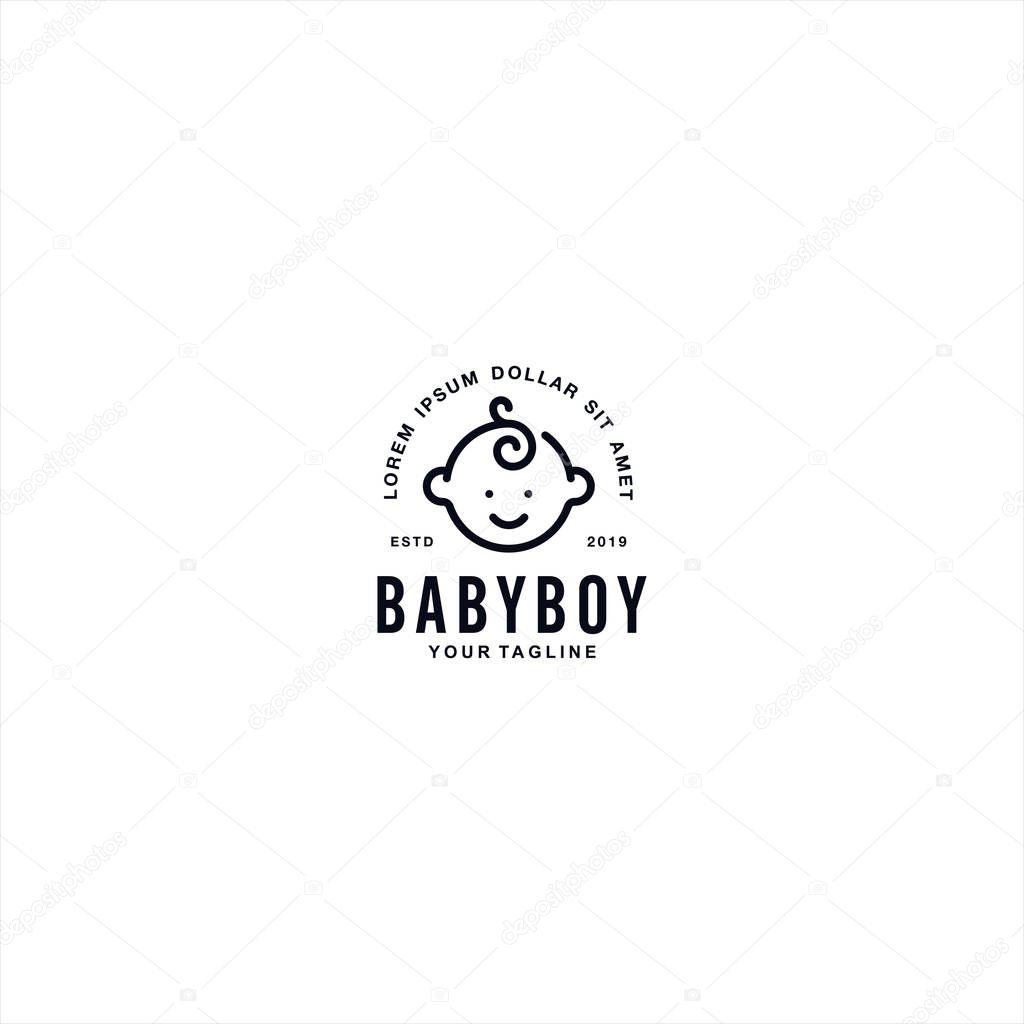 Black and white baby boy logo