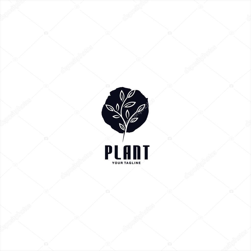 Plant line logo design template idea