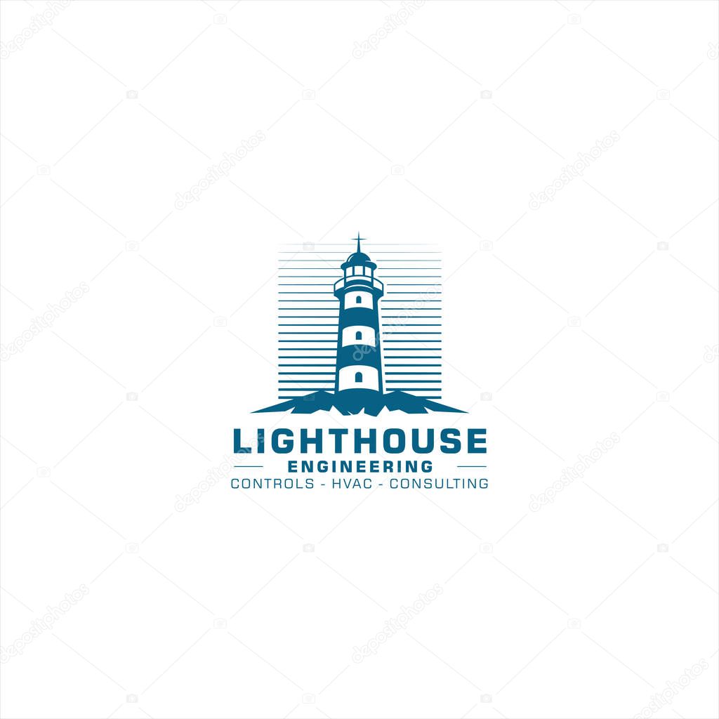 Square lighthouse with line background