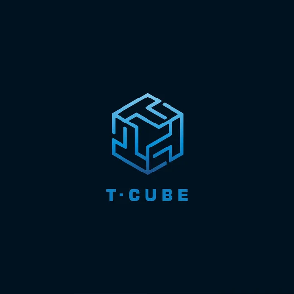 Logo Cubo Lettera Iniziale — Vettoriale Stock