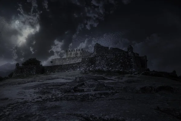 Medieval castle in a full moon night — Stock Photo, Image
