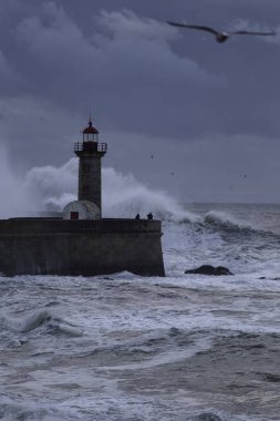 Gün batımında deniz fırtınası