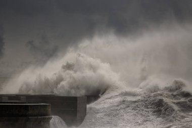 karanlık fırtınalı denizde