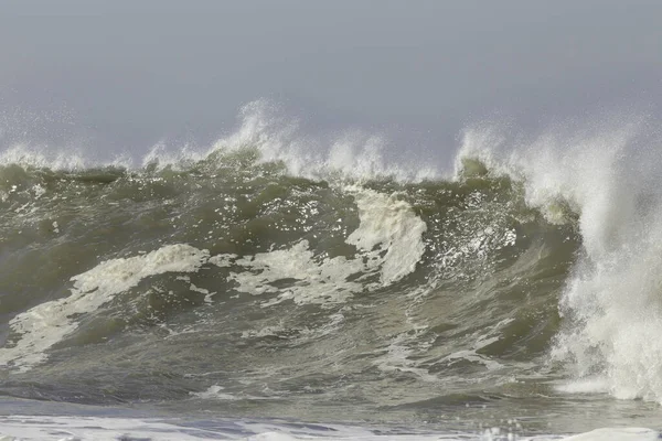 Grande Vague Verte Contre Ciel Bleu — Photo