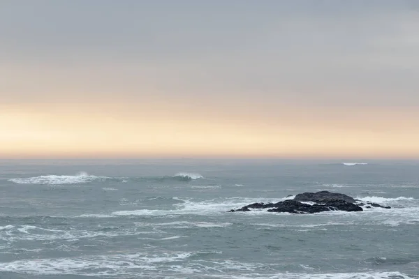 Paysage Marin Orange Coucher Soleil Côte Nord Portugaise — Photo