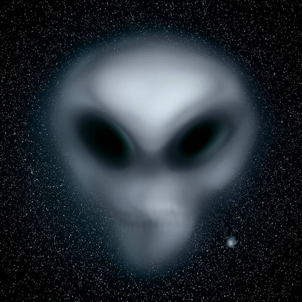 Alien Scary Blurred Face Starry Background — Stock Photo, Image