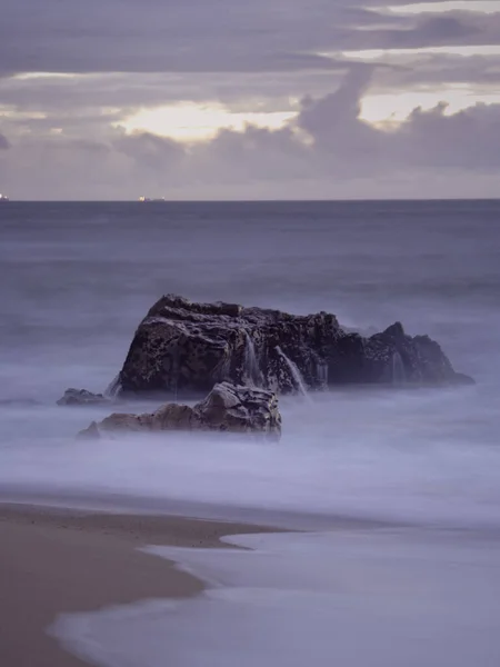 Морські Скелі Сутінках Довга Експозиція — стокове фото