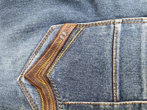 Photo Denim Texture Fabric Jeans Pocket Texture Denim Background Old — Stock Photo, Image