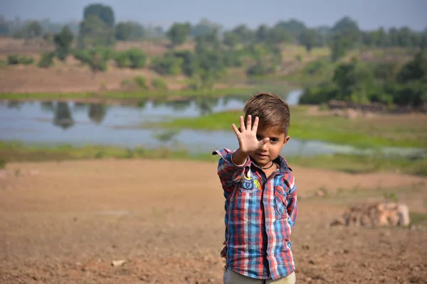 Tikamgarh Madhya Pradesh India November 2019 Happy Little Indian Boy — Stock Photo, Image