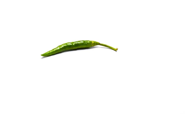 Groene Chili Peper Geïsoleerd Witte Achtergrond — Stockfoto