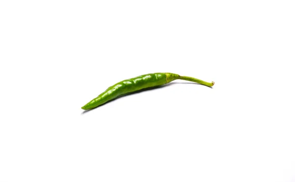 Groene Chili Peper Geïsoleerd Witte Achtergrond — Stockfoto