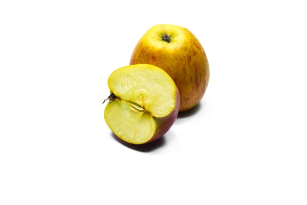 Färskt Äpple Med Skiva Isolerad Vit Bakgrund — Stockfoto