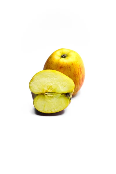 Färskt Äpple Med Skiva Isolerad Vit Bakgrund — Stockfoto