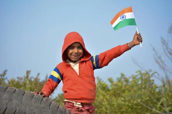 Tikamgarh Madhya Pradesh India Enero 2020 Niño Pequeño Pueblo Indio — Foto de Stock