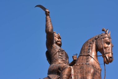 Nowgong, Madhya Pradesh, Hindistan - 23 Aralık 2019: Chhatrapati Shivaji Maharaj Heykeli.