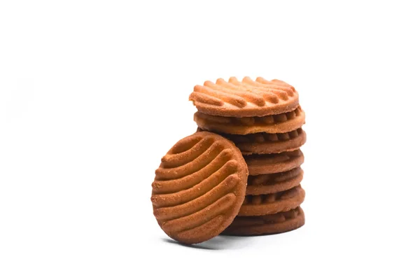Biscoitos Saborosos Isolados Fundo Branco — Fotografia de Stock