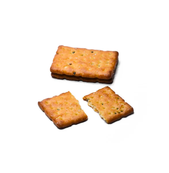 Biscoitos Saborosos Isolados Fundo Branco — Fotografia de Stock