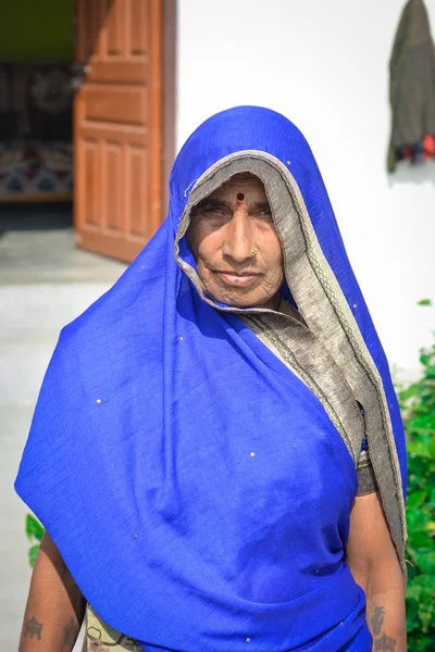 Tikamgarh Madhya Pradesh Indie Února 2020 Portrét Staré Neidentifikované Indiánské — Stock fotografie