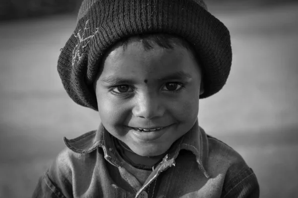 Tikamgarh Madhya Pradesh India Febrero 2020 Retrato Niño Pequeño Blanco — Foto de Stock