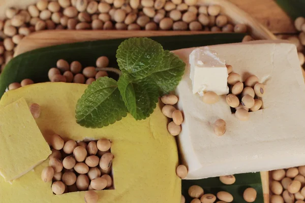 Tofu per la cottura e semi di soia — Foto Stock