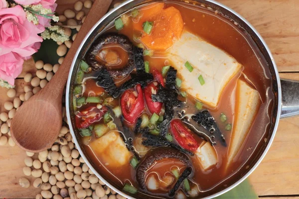 Sopa kimchi tofu coreano tradicional é delicioso — Fotografia de Stock