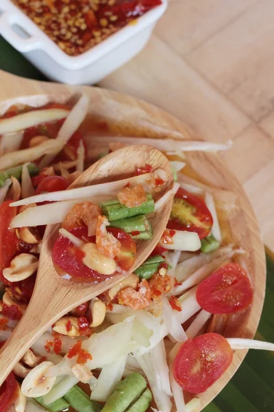 Spicy papaya salad is delicious ,thai food — Stock Photo, Image