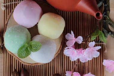 Daifuku Mochi Japon tatlı ve sıcak çay