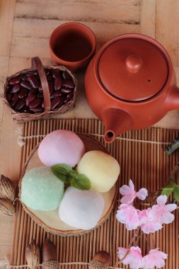 Daifuku Mochi Japon tatlı ve sıcak çay