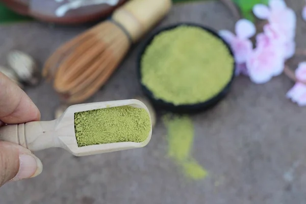 Matcha Groene thee en poeder, Japanse thee — Stockfoto