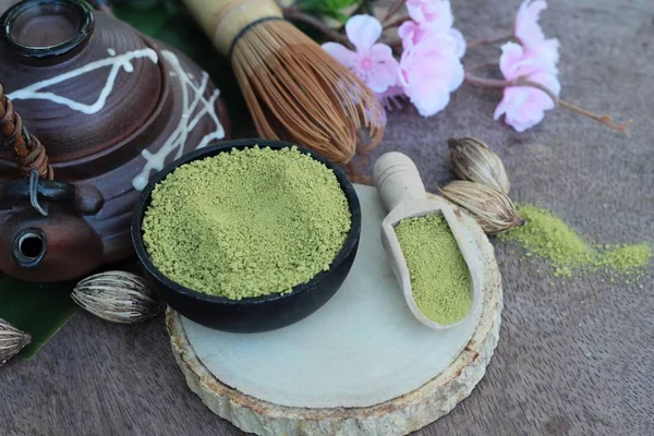 Matcha Groene thee en poeder, Japanse thee — Stockfoto