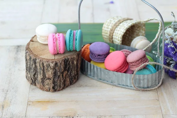 French dessert macaroons with colorful is delicious