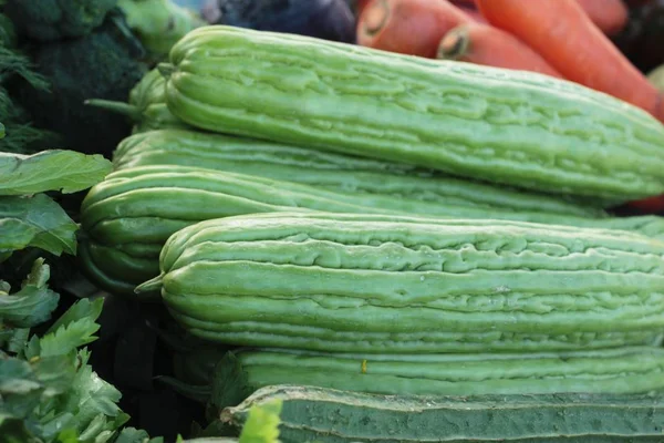 Bitter kalebas groen in de markt. — Stockfoto