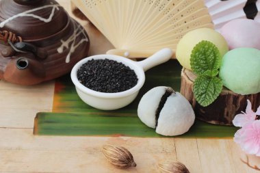 Siyah susam ile Daifuku Mochi Japon tatlı