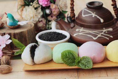 Siyah susam ile Daifuku Mochi Japon tatlı