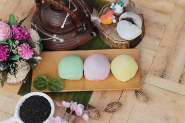 Siyah susam ile Daifuku Mochi Japon tatlı