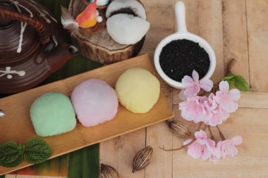Siyah susam ile Daifuku Mochi Japon tatlı